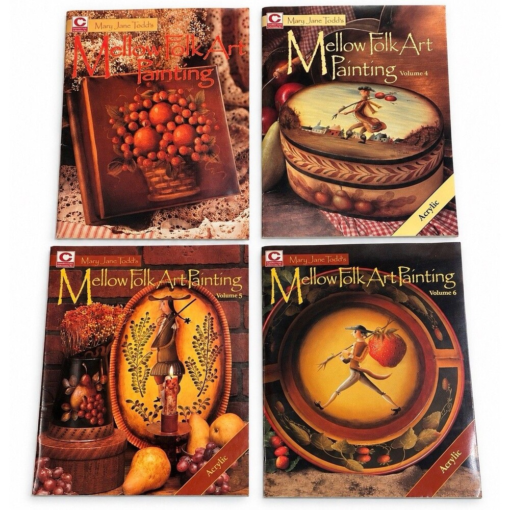 Mary Jane Todd's Mellow Folk Art Painting Books Lot of 4 Vol 4 5 6 Acrylic